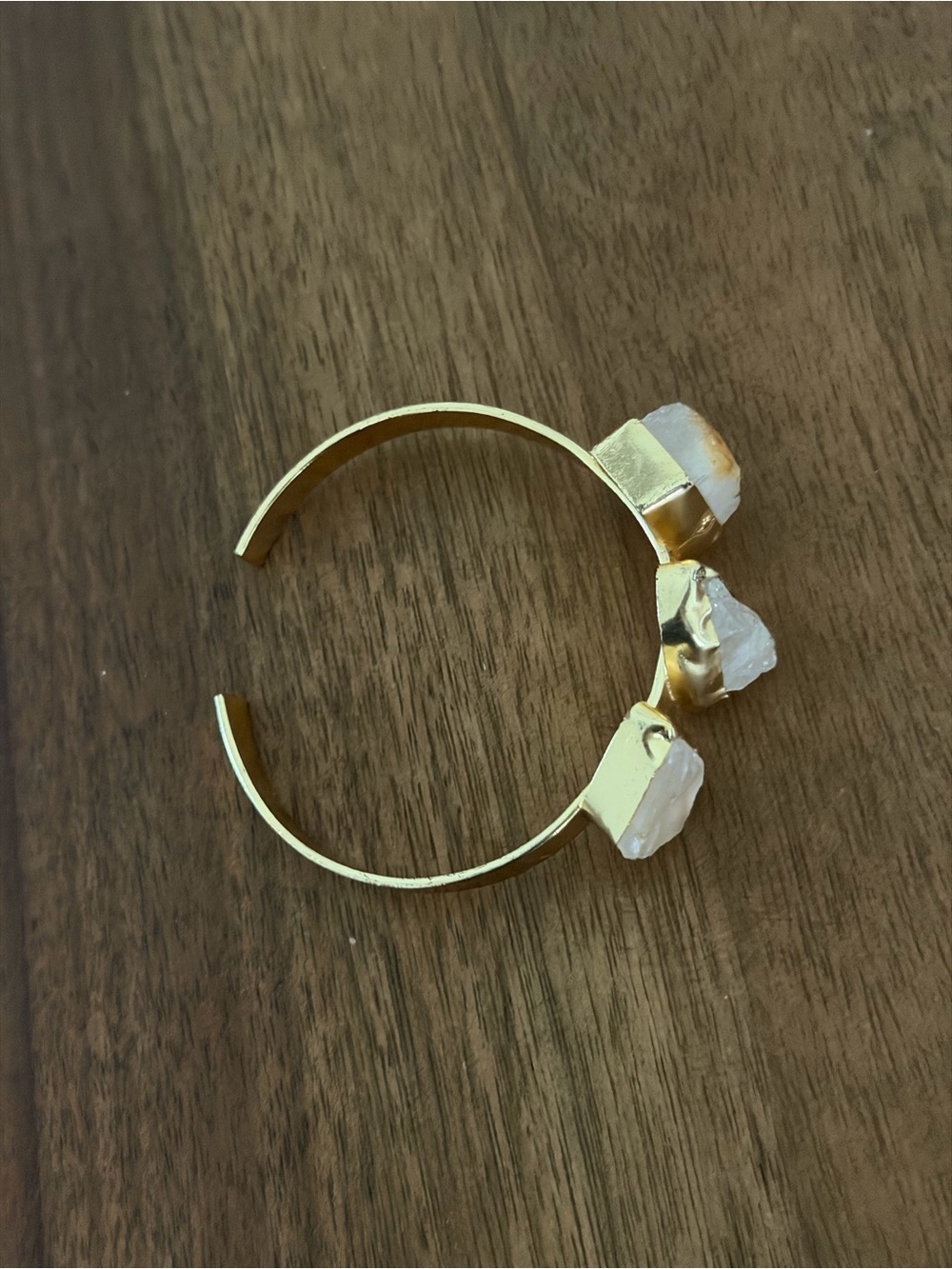 Gold Cuff Bracelet with White Druzy Stones - Picture 5 of 5